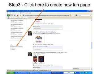 Step3 - Click here to create new fan page 