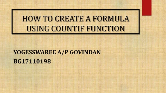 How to create formula using countif function | PPT