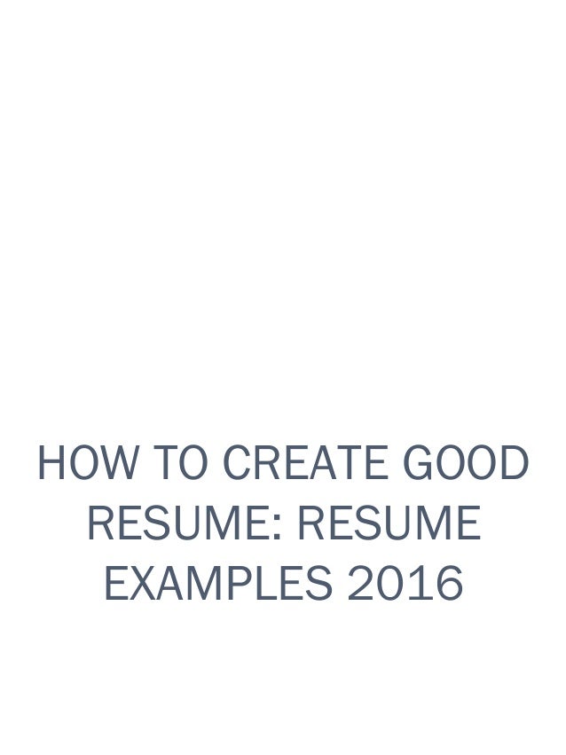 create a good resumes