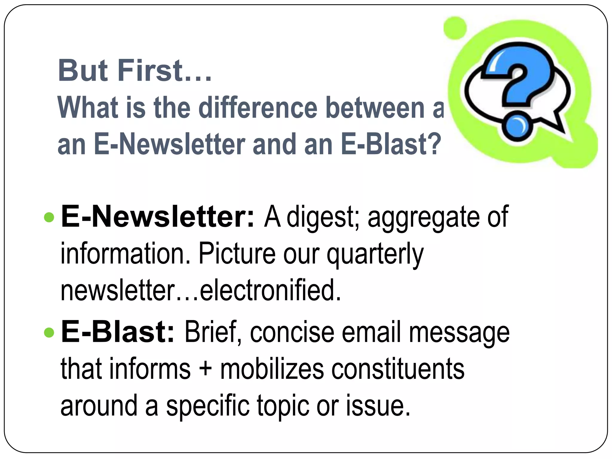 Five Goals of effective online organizing