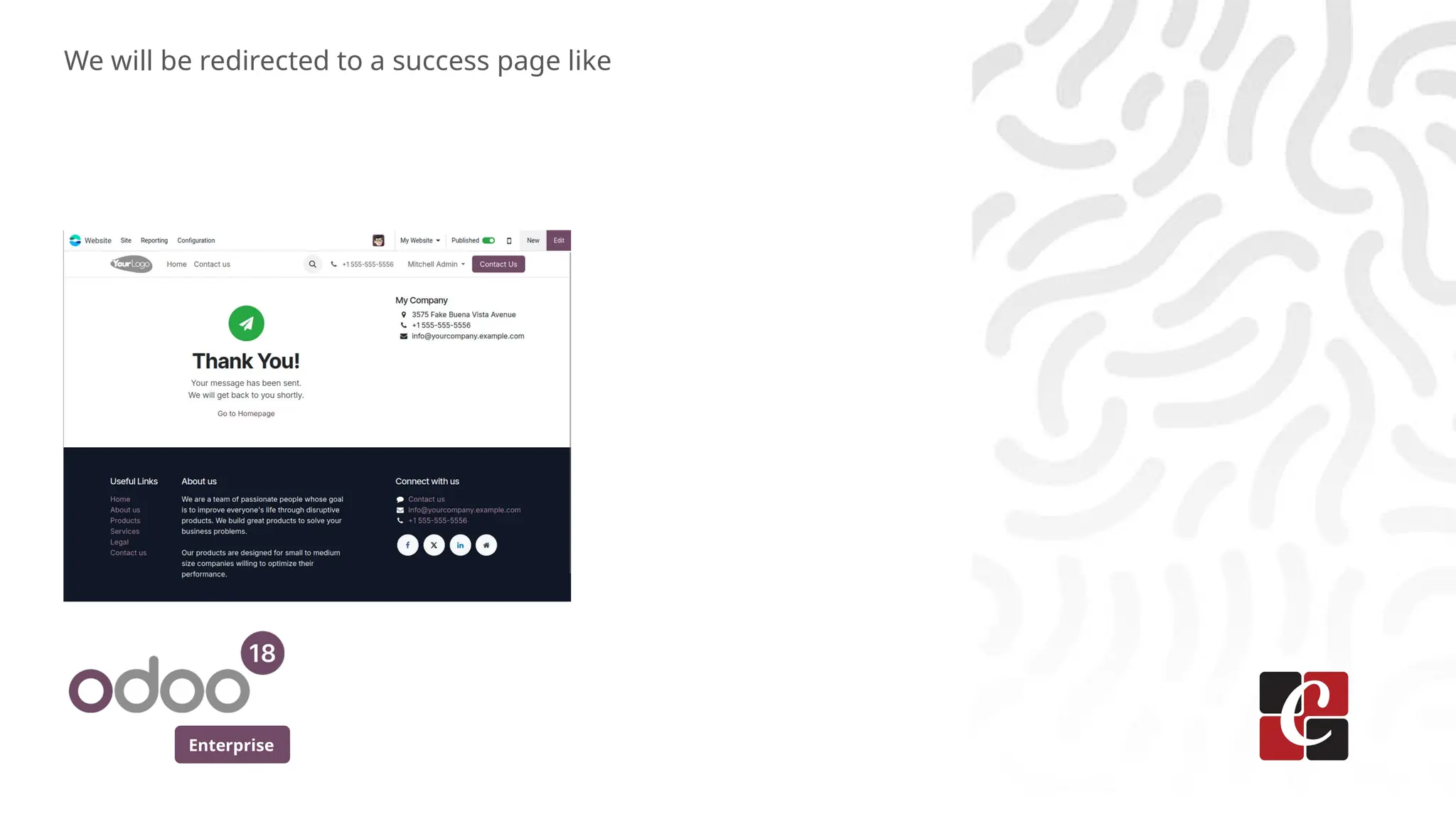 Enterprise
We will be redirected to a success page like
 