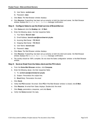 How to create mail server in cisco packet tracer PDF