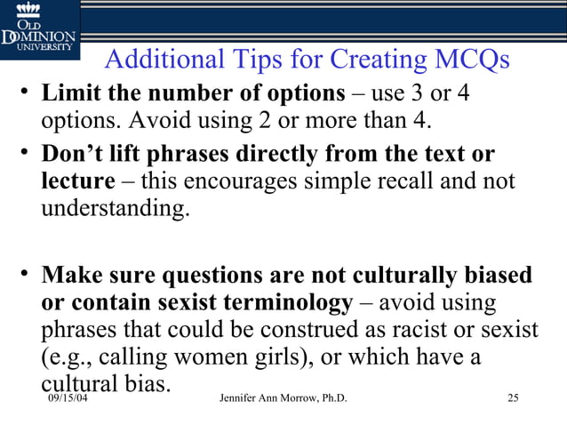How to create multiple choice questions