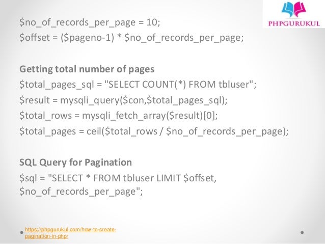 How To Create Pagination In Php Tutorial Phpgurukul