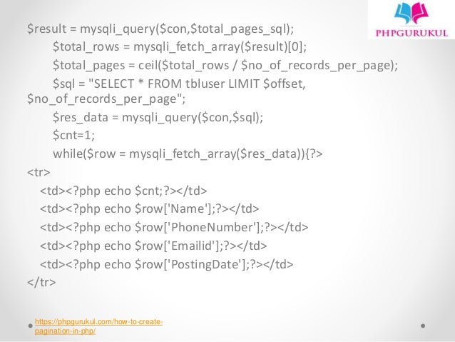 How To Create Pagination In Php Tutorial Phpgurukul