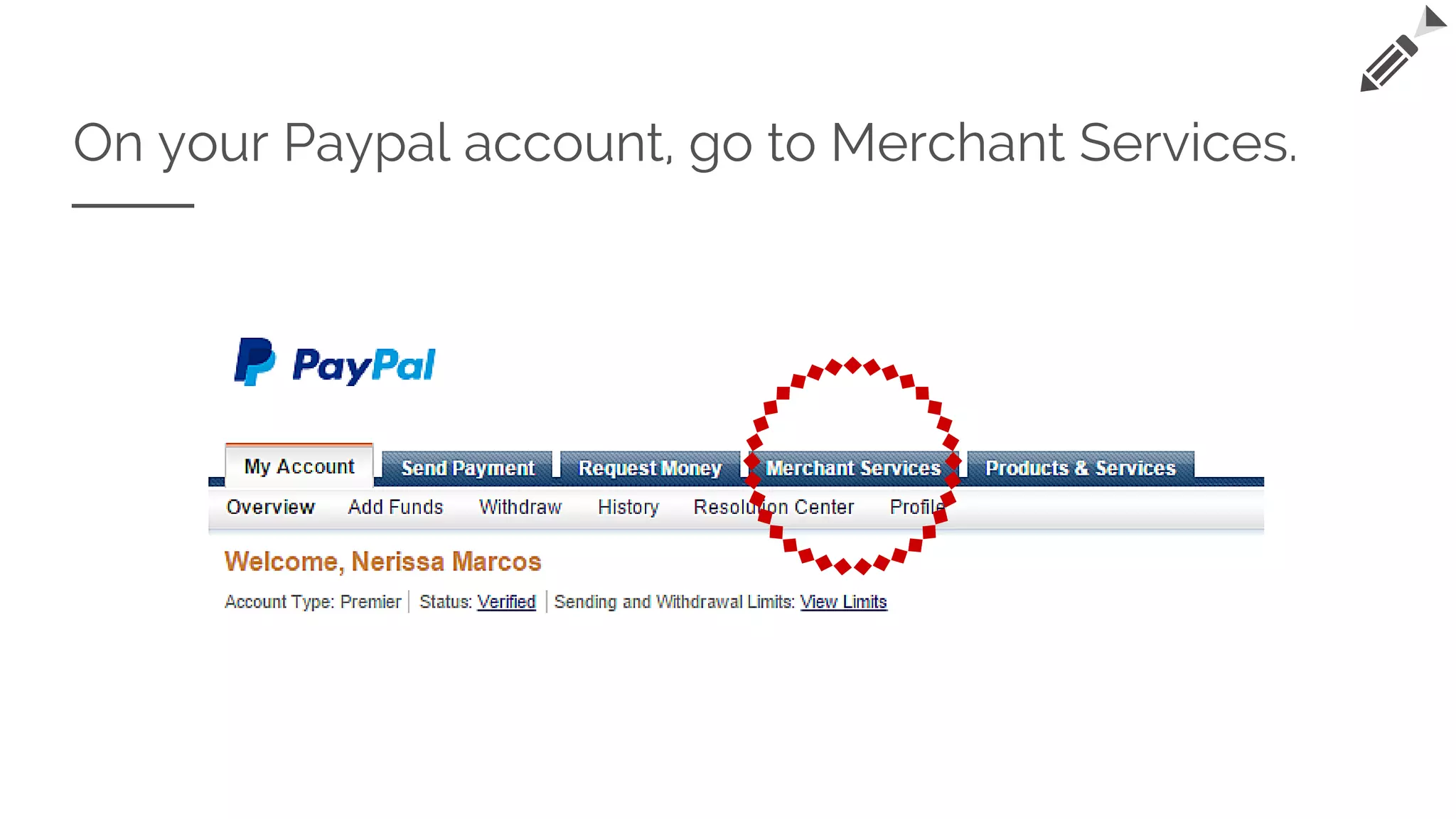 On your Paypal account, go to Merchant Services.
 