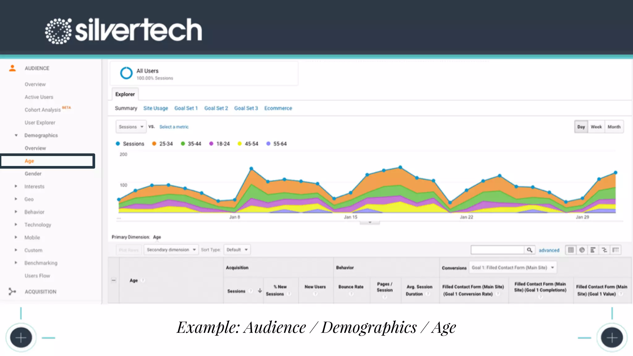 CRM
The Seven Steps to Successful Persona Creation
Google Analytics Screenshots
Example: Audience / Demographics / Age
 