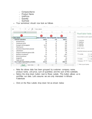 How to create pivot table in excel | DOCX