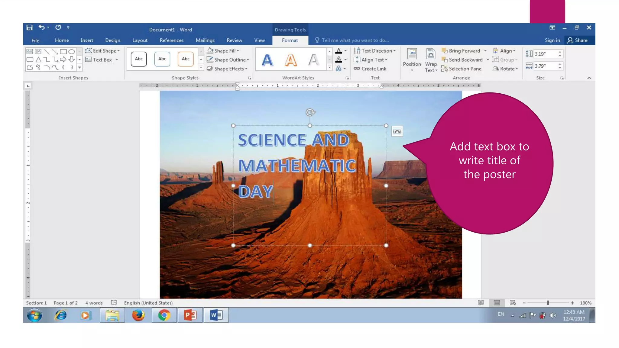 How to create posters & banners using microsoft word 2016 | PPT