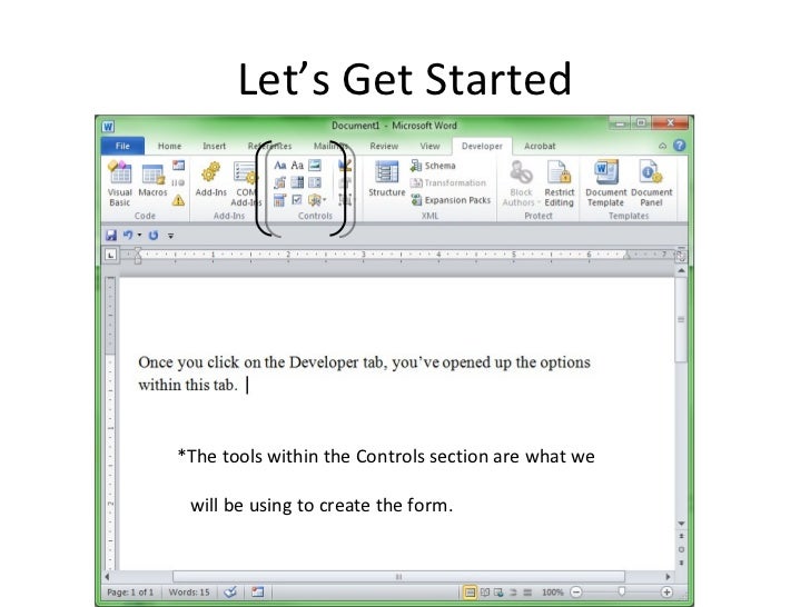how to create forms in word