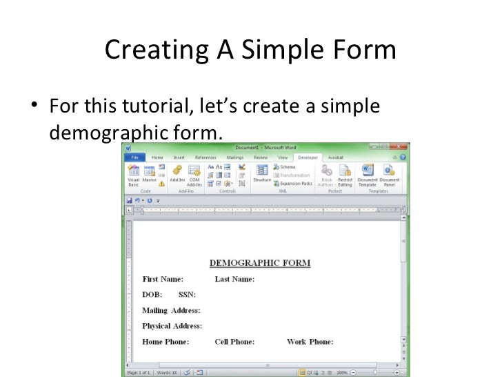 how to create forms in word