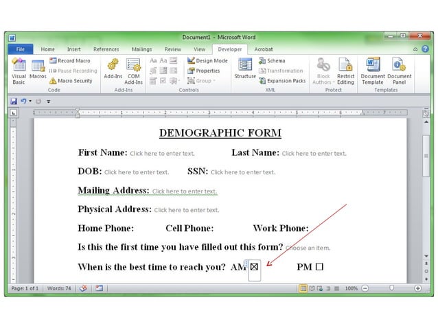 How to create simple fillable forms using word