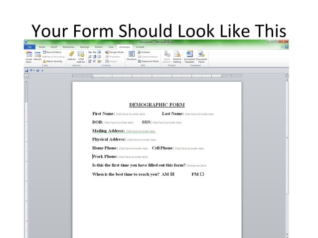 How to create simple fillable forms using word | PPT