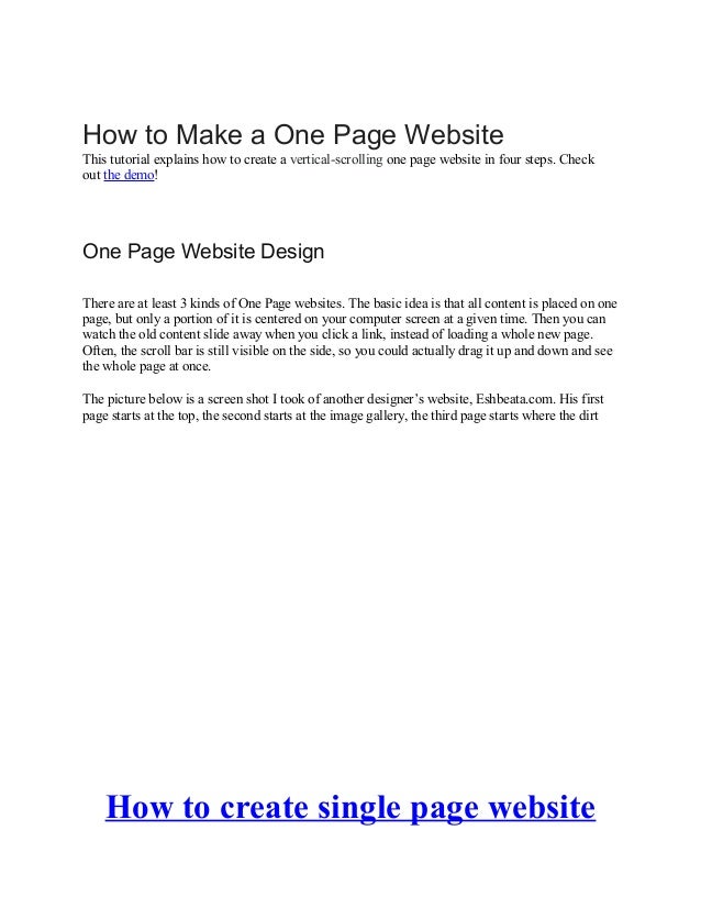 How to create single page website