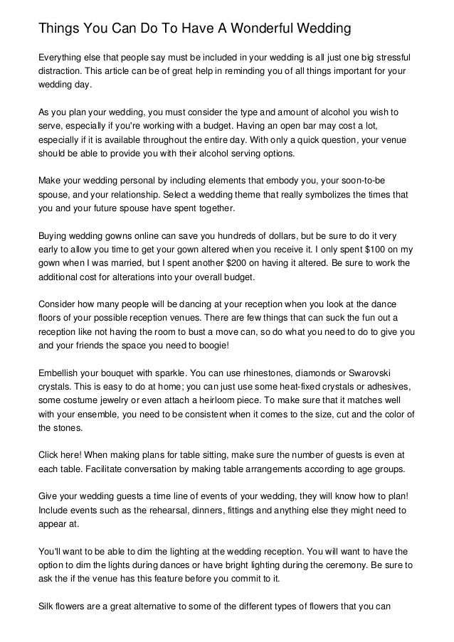 Things You Can Do To Have A Wonderful Wedding