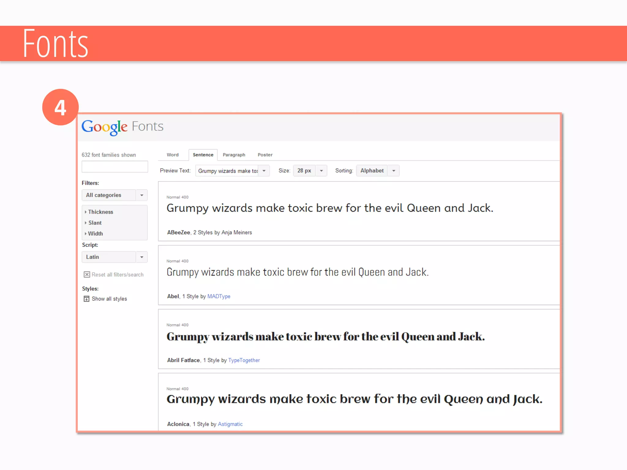 Fonts 
https://www.google.com/fonts 
4  