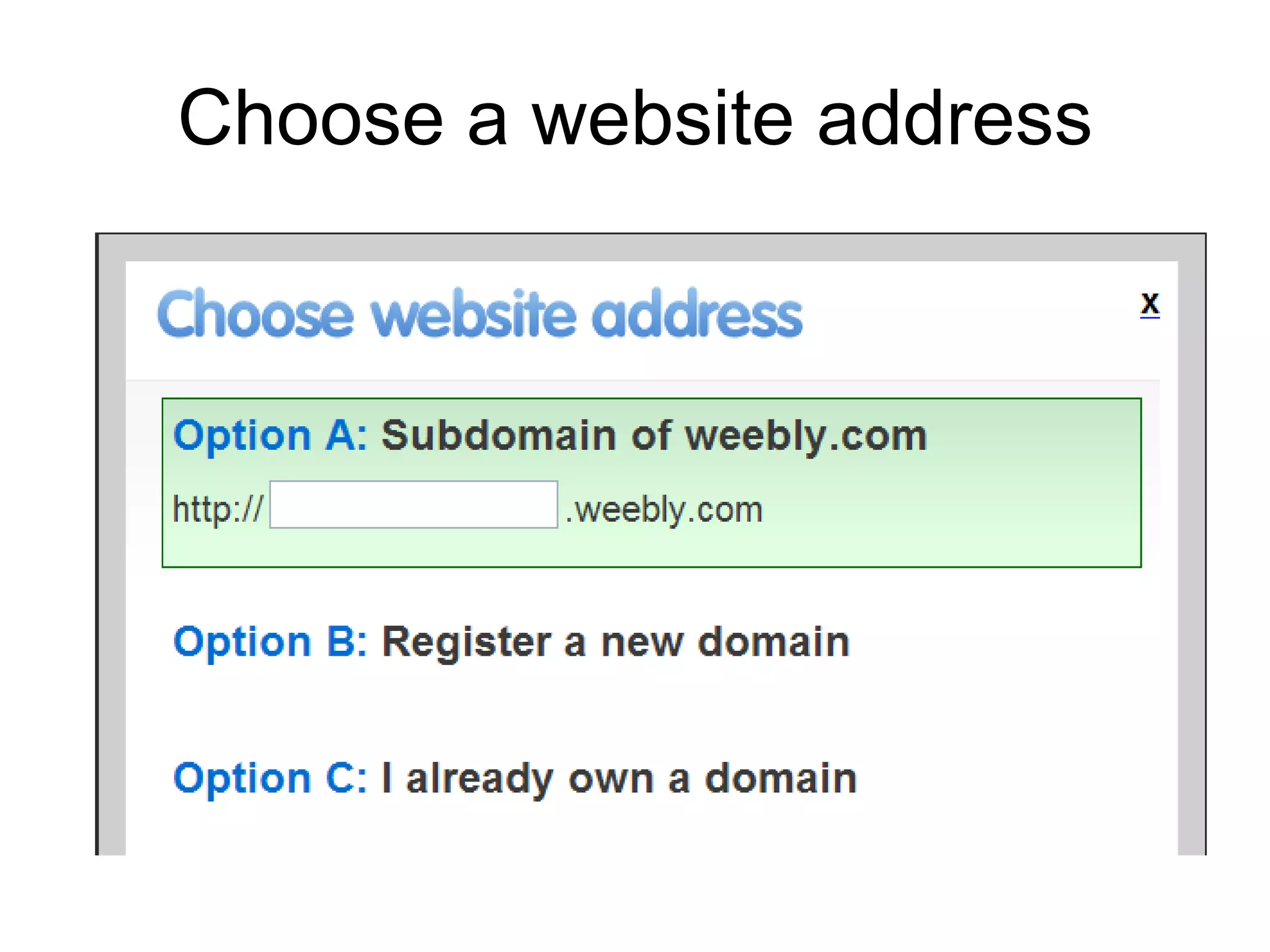 Choose a website address 