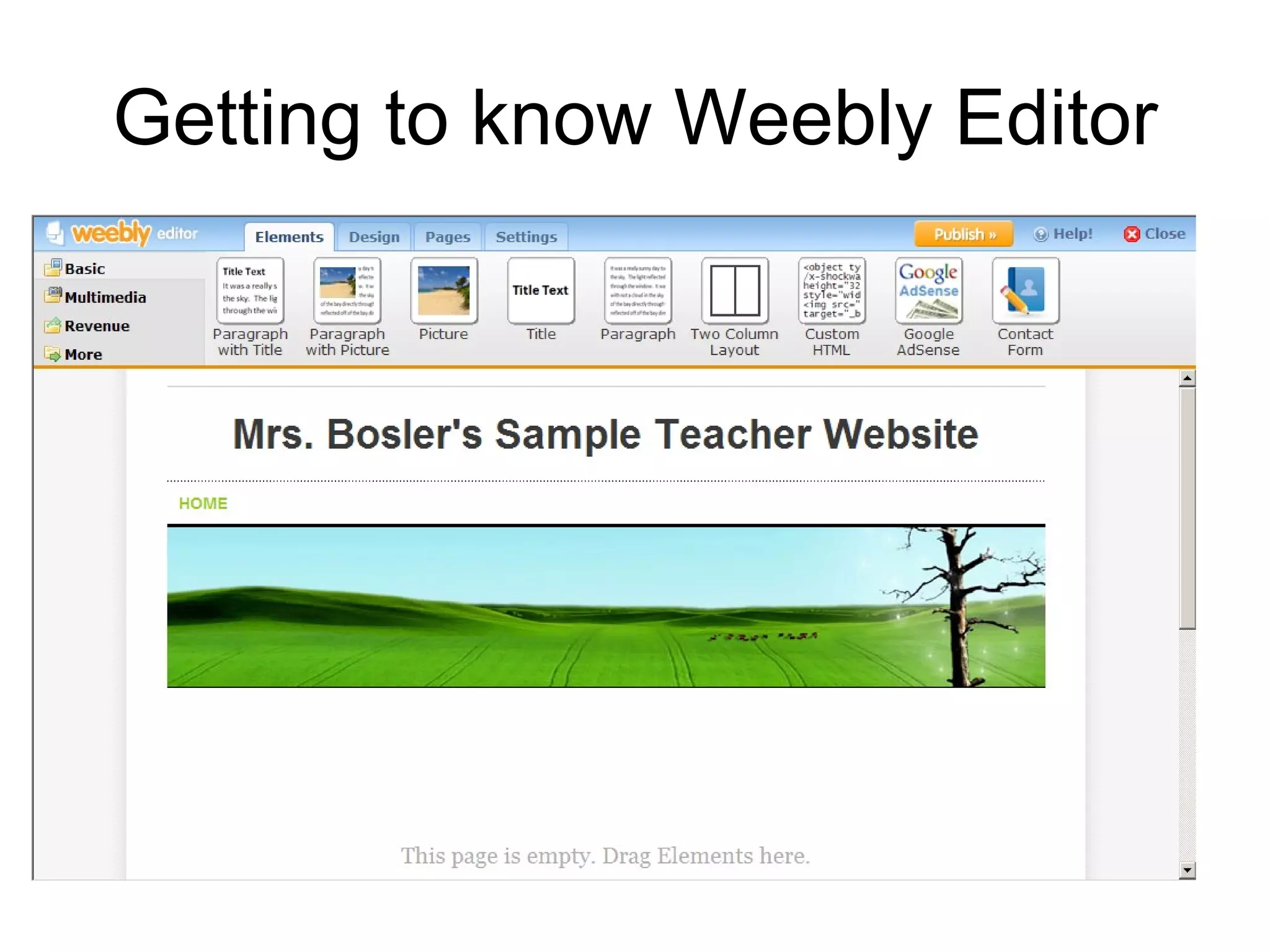Getting to know Weebly Editor 