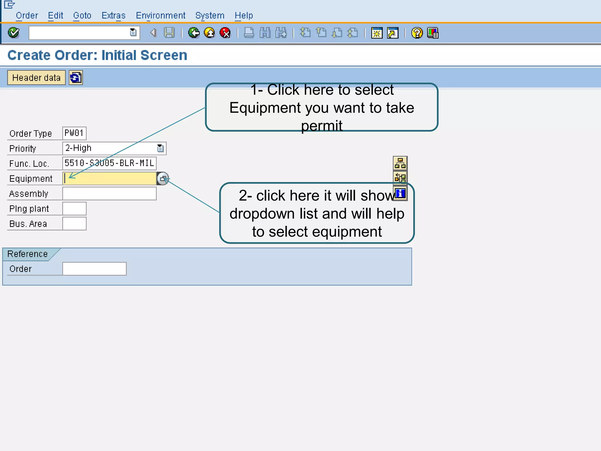 1- Click here to select
Equipment you want to take
          permit



 2- click here it will show
dropdown list and will help
   to select equipment
 