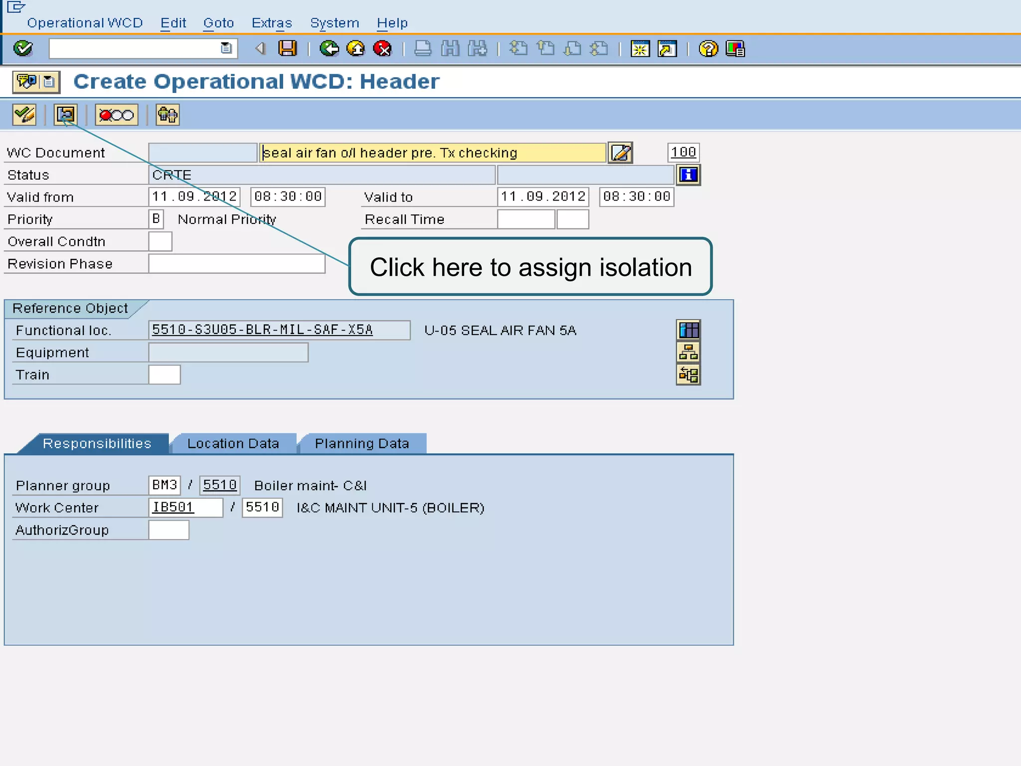 Click here to assign isolation
 