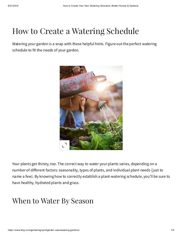 How To Create A Watering Schedule