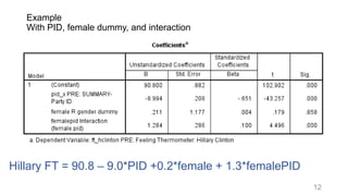 Multiple regression: creating a dummy variable and an interaction | PDF