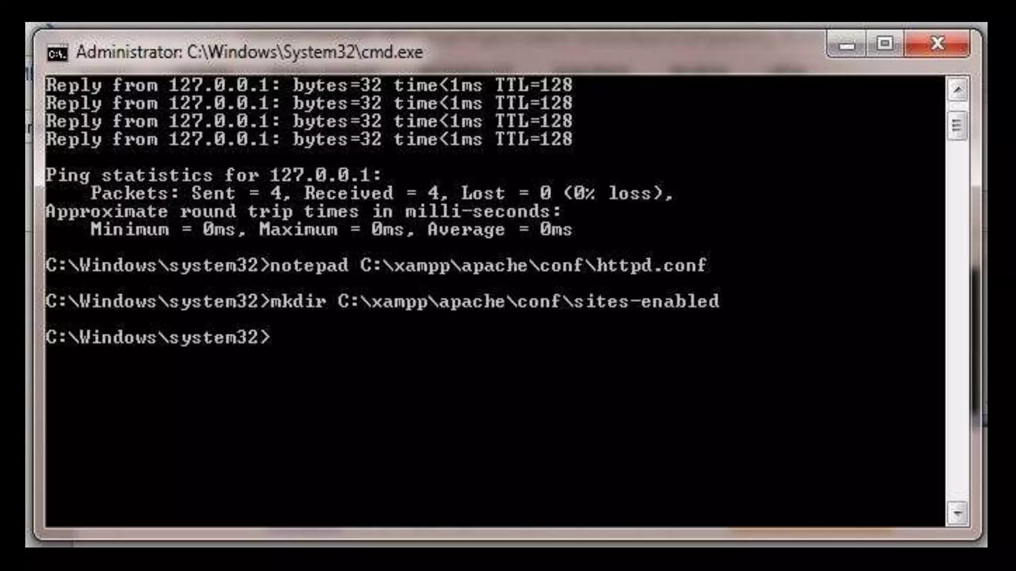 notepad C:xamppapacheconfsites-
enabledrahmad.riansyah.conf
 