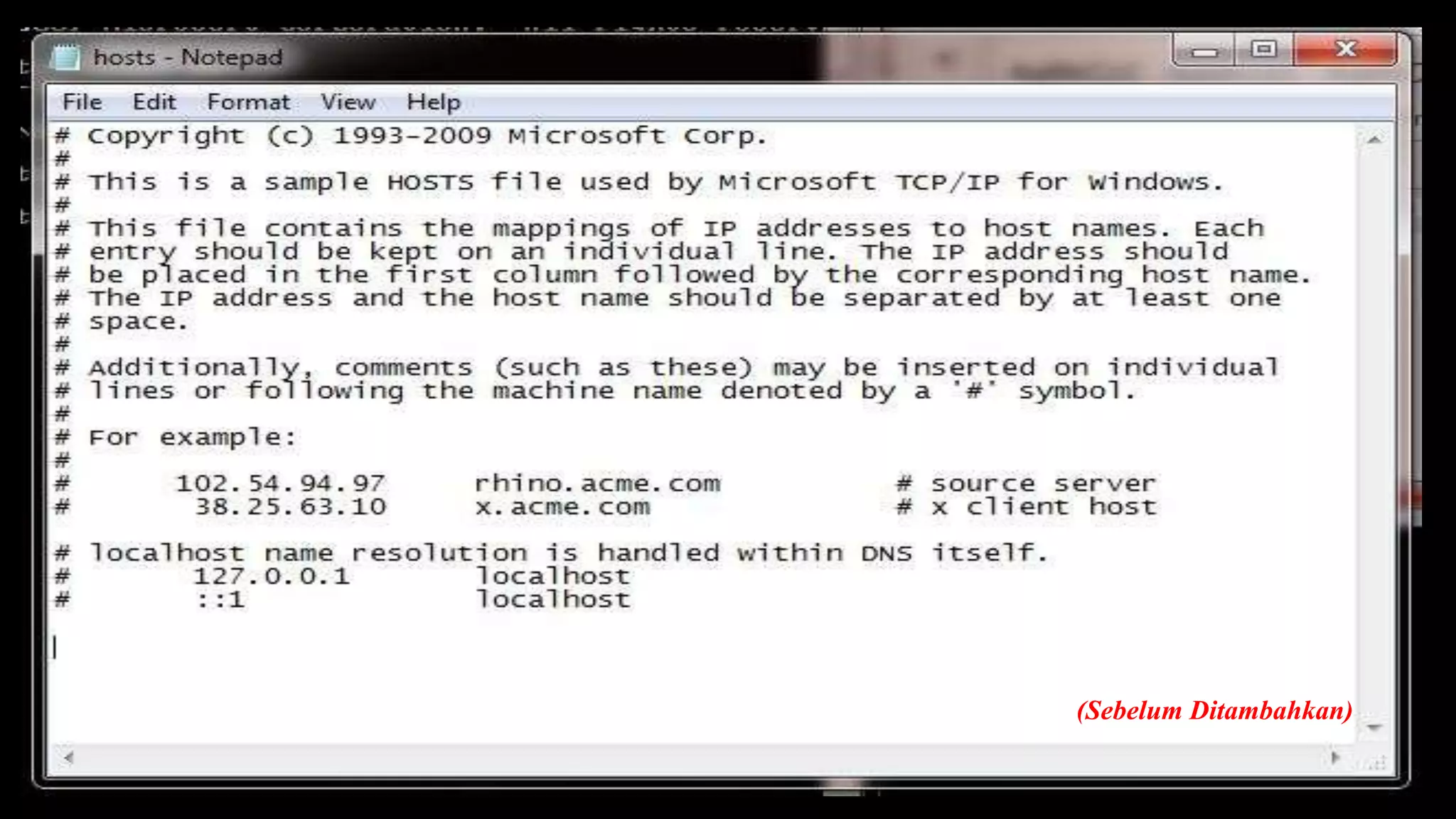(Sebelum Ditambahkan)
 