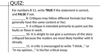 False Alright English 10 Compose an Independent Critique | PPTX