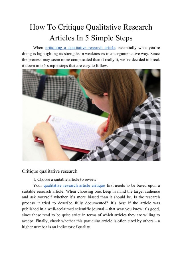 How to Critique Qualitative Research Articles in 5 Simple steps