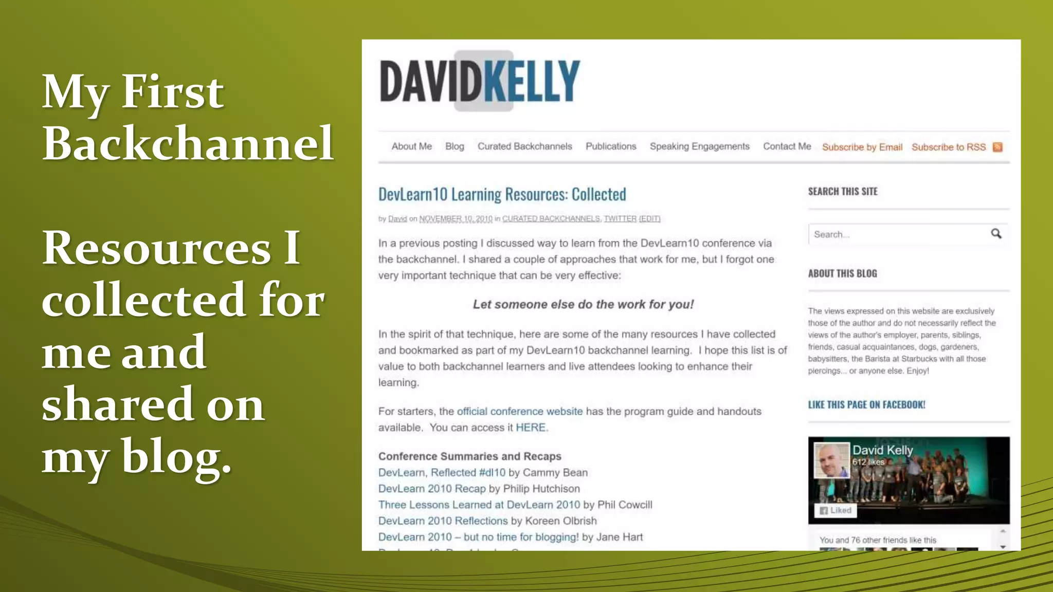 My First
Backchannel
Resources I
collected for
me and
shared on
my blog.
 