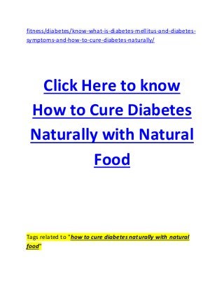 How to Cure Diabetes Naturally with Natural Food