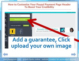 Add a guarantee, Click
upload your own image
 