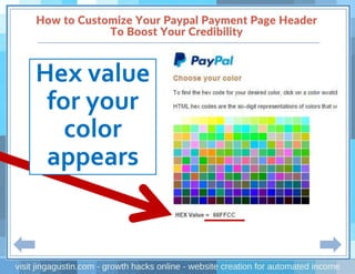 Hex value
for your
color
appears
 