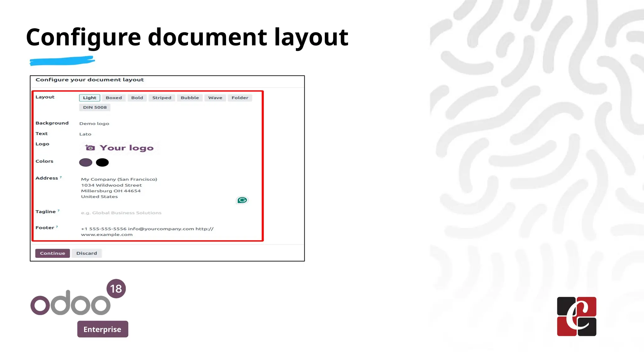 Enterprise
Configure document layout
 