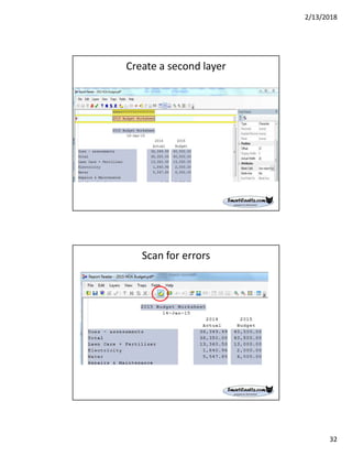 2/13/2018
32
Create a second layer
Scan for errors
 