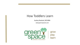 How Toddlers Learn
Audrey Rowland, MS MBA
www.greenspacetx.com
 