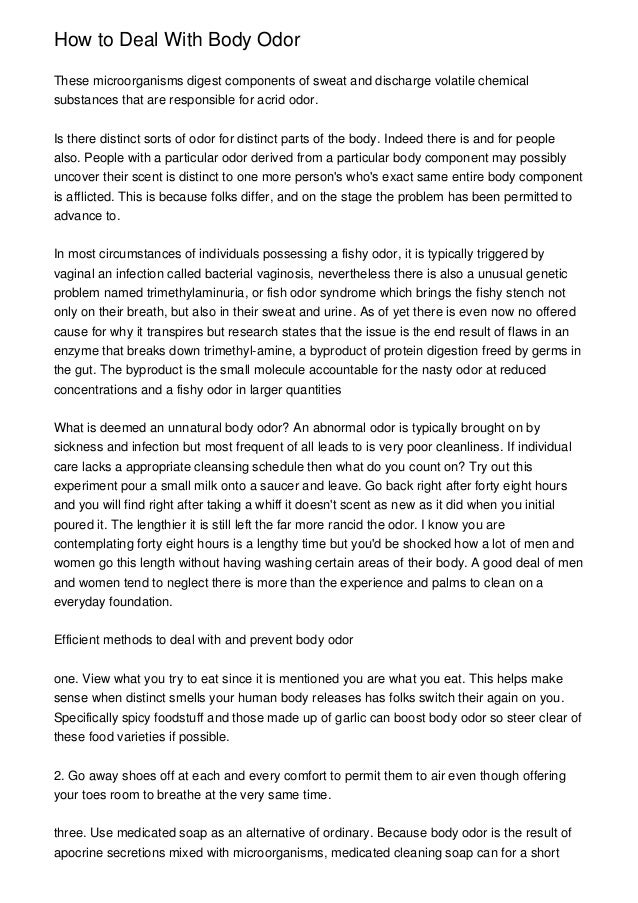 How to Deal With Body Odor