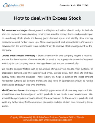 How to deal with excess stock in your inventory | PDF