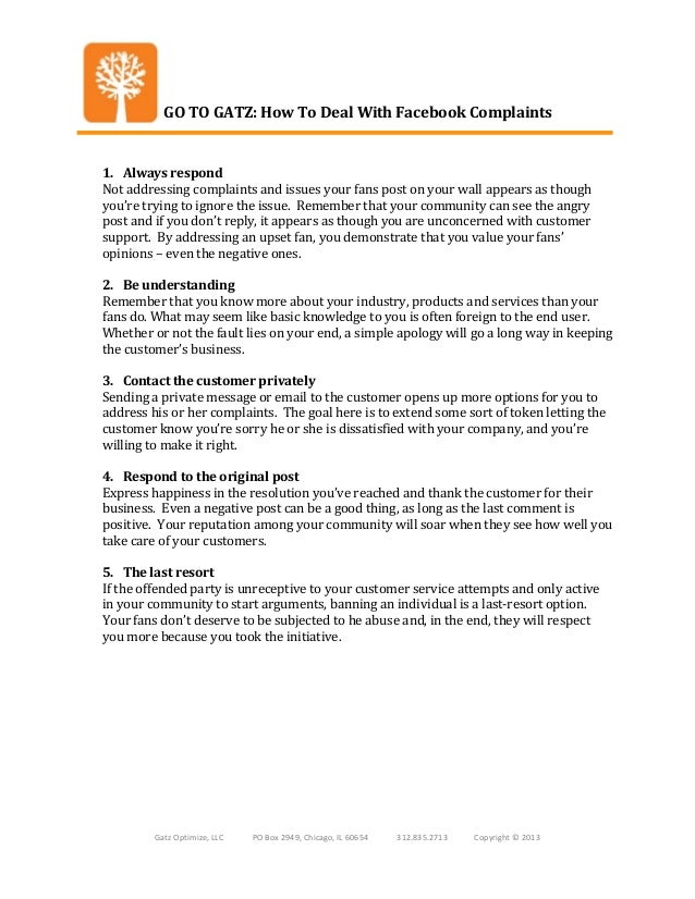 HOW TO Deal with Facebook Complaints