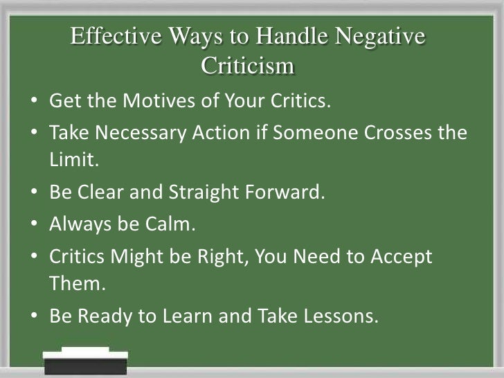 How to deal with negative criticism