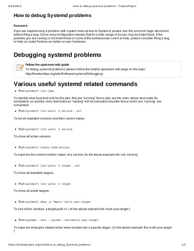 How To Debug Systemd Problems Fedora Project