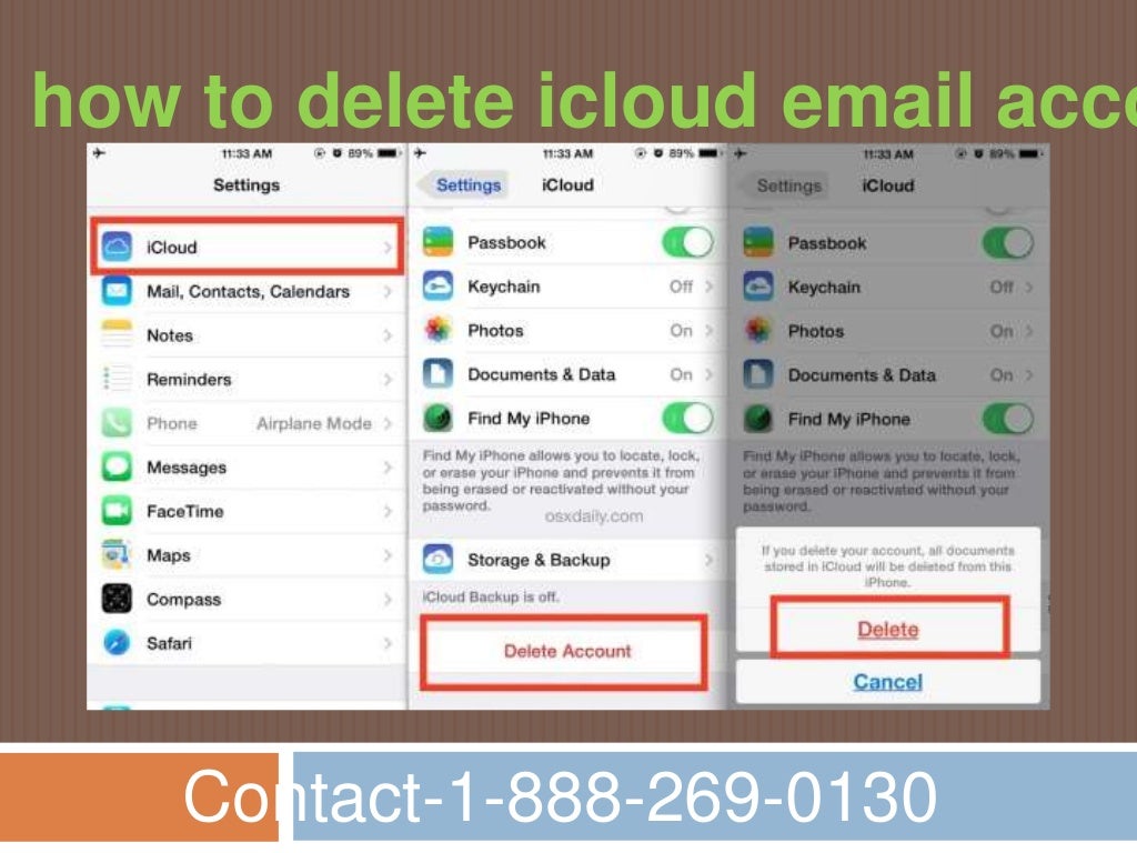 How to delete icloud email account