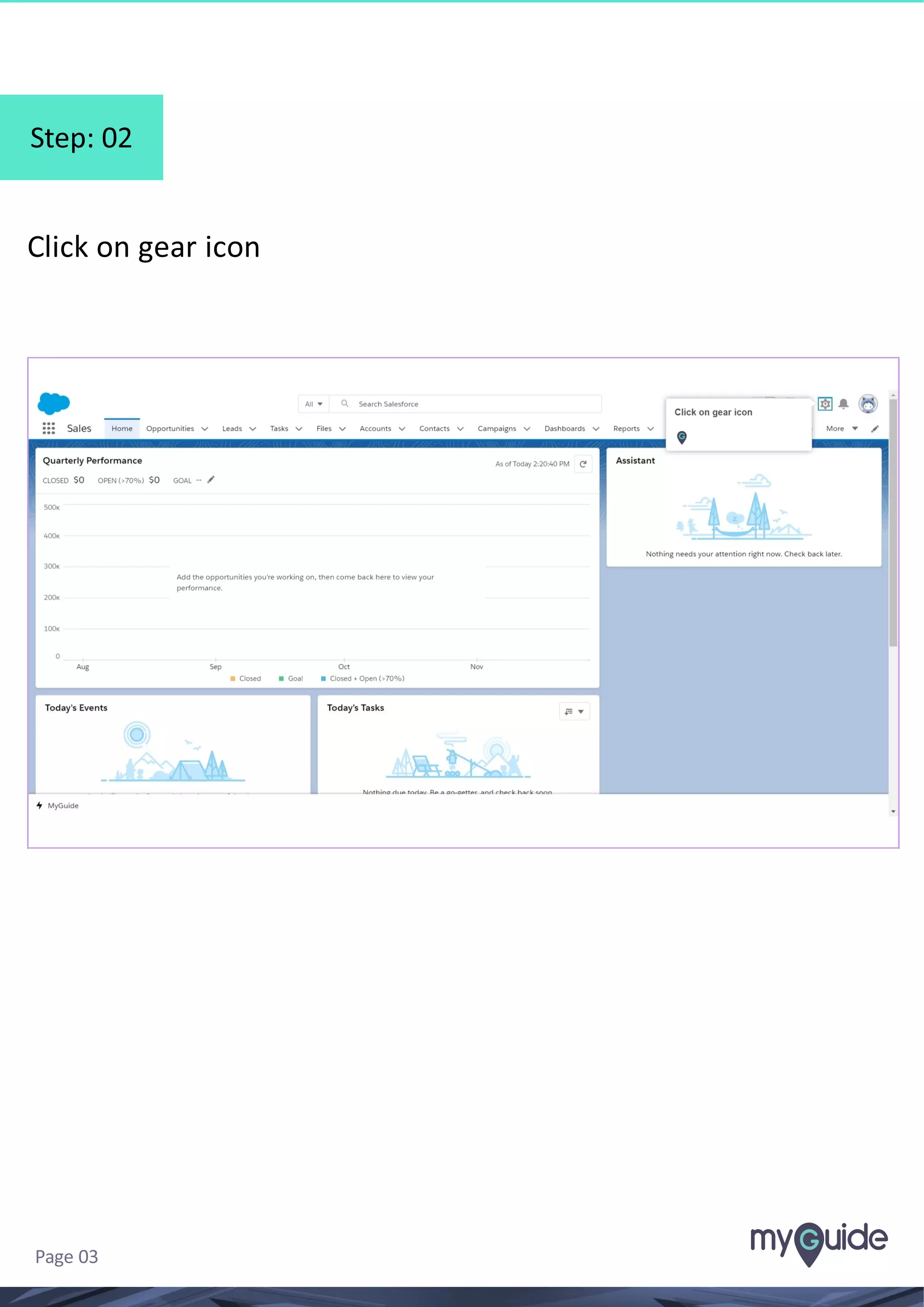 Step: 02
Click on gear icon
Page 03