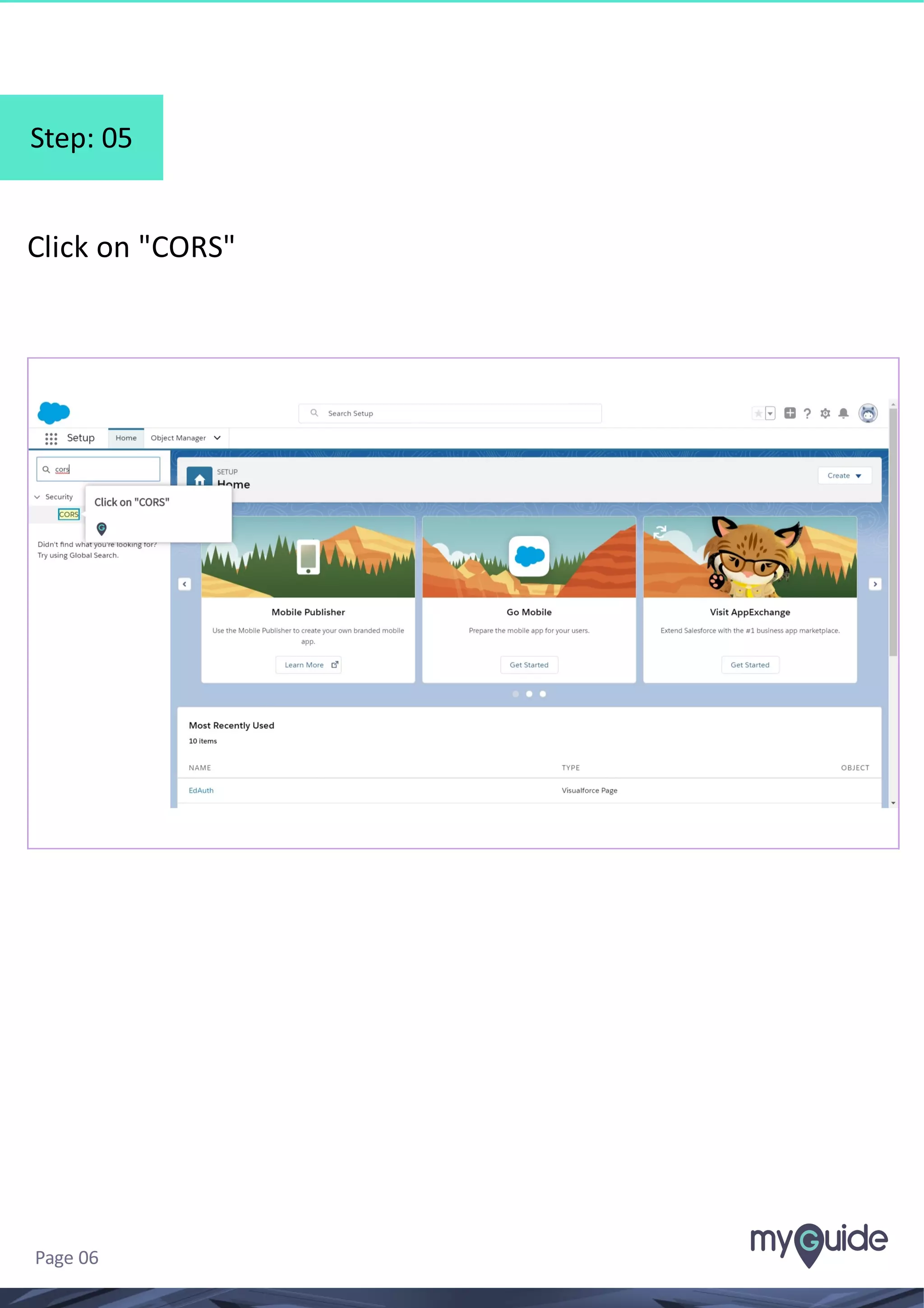 Step: 05
Click on "CORS"
Page 06
