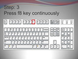 Step: 3
Press f8 key continuously
 