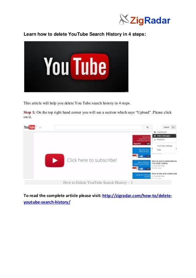 How to delete you tube search history