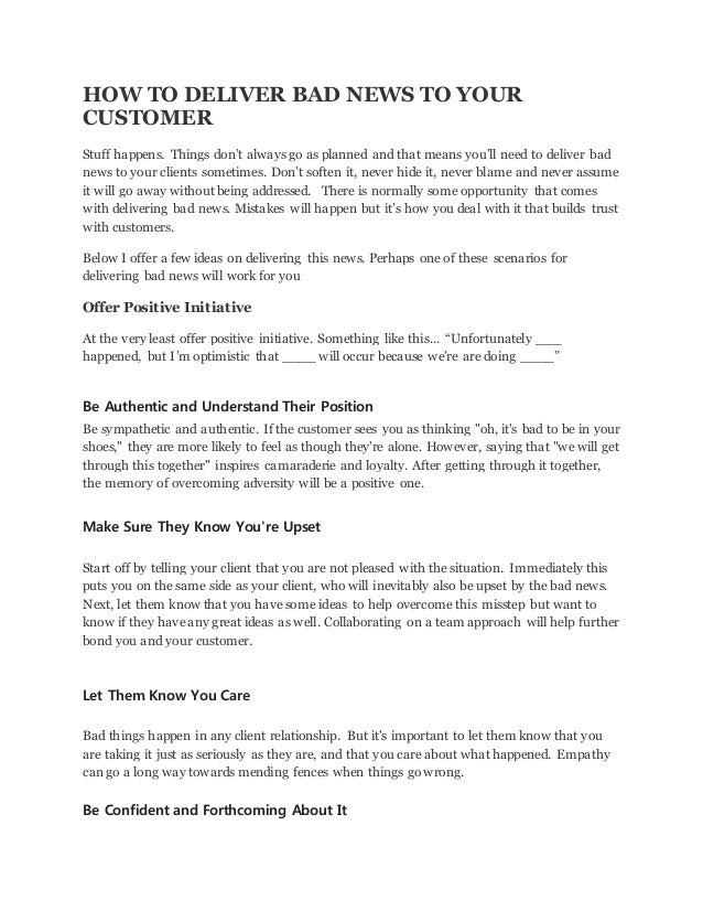 How To Deliver Bad News In An Email How to deliver bad news to client.