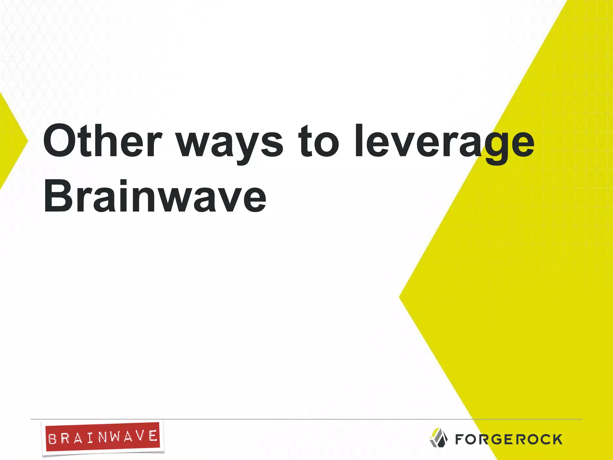 Other ways to leverage
Brainwave

 
