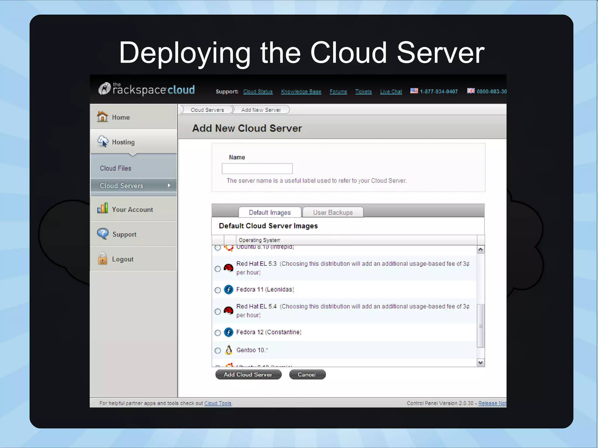 Deploying the Cloud Server 